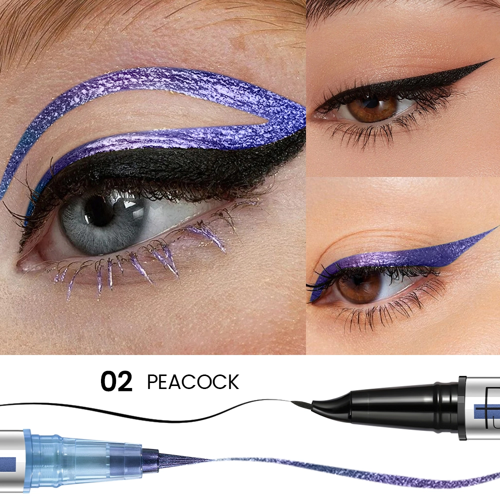 Swatch eyeliner multichrome 02 bleu indigo, pigmentation intense